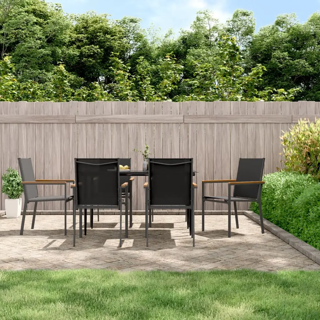 Ensemble à manger de jardin 7 pcs noir textilène et acier vidaXL 3187036