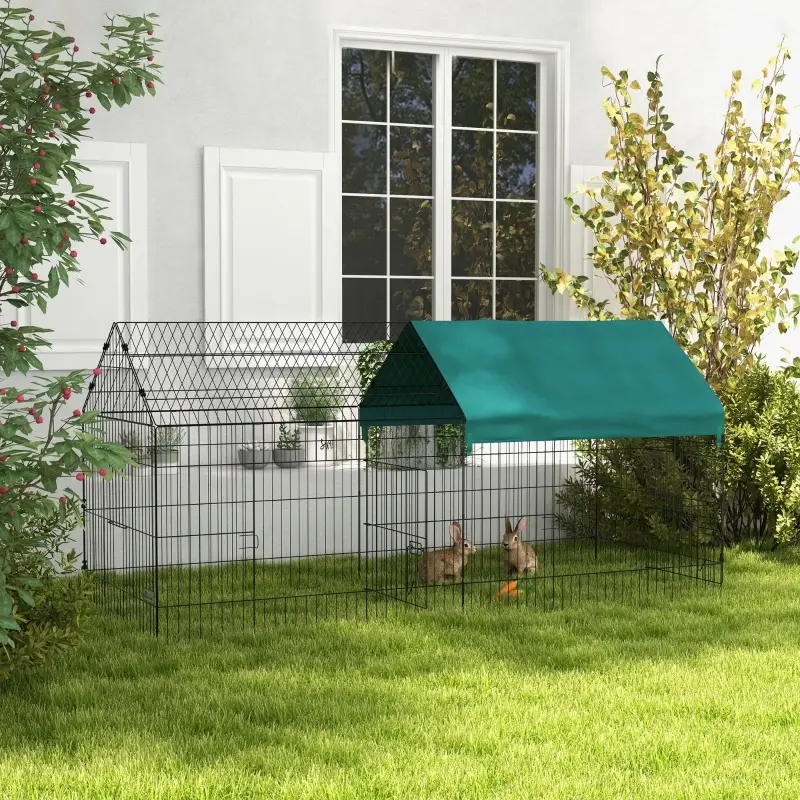 Enclos poulailler lapin acier 1.87m² pour extérieur jardin avec toit 220x85x103cm vert – ComfortXL Outdoor Living