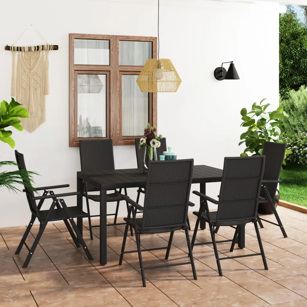 Ensemble à manger de jardin 7 pcs noir vidaXL 3060061