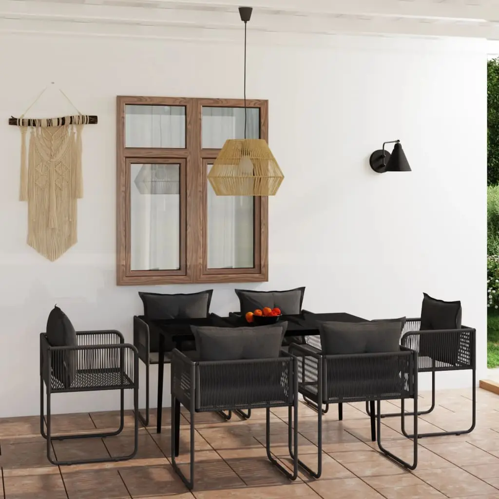 Ensemble à manger de jardin 7 pcs Noir vidaXL 3099086