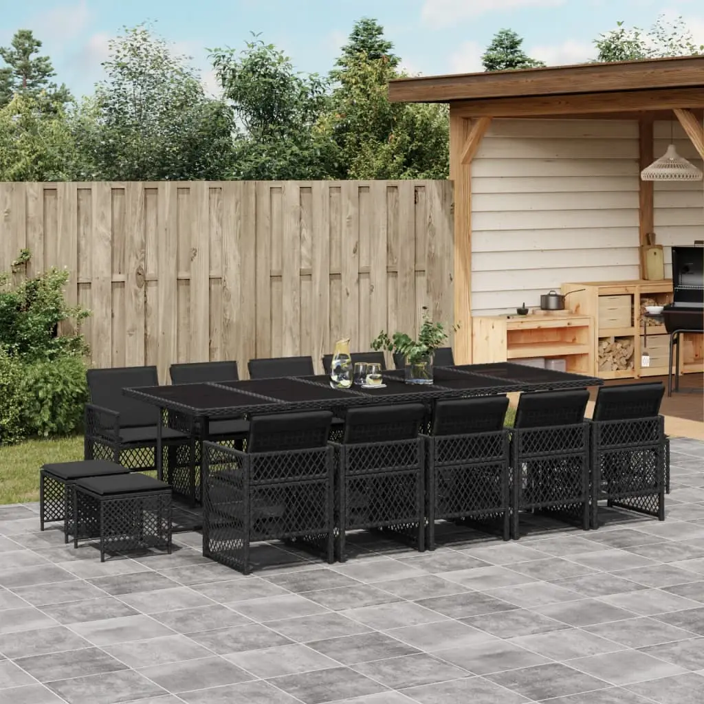 Ensemble à manger de jardin 15 pcs coussins noir résine tressée vidaXL 3210811