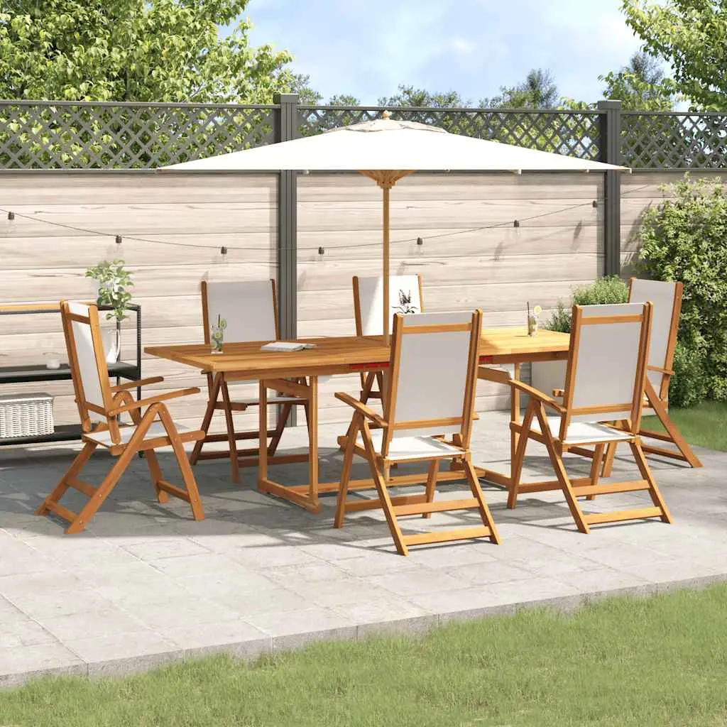 Ensemble à Manger de jardin 7pcs bois d’acacia solide textilène vidaXL 3279292