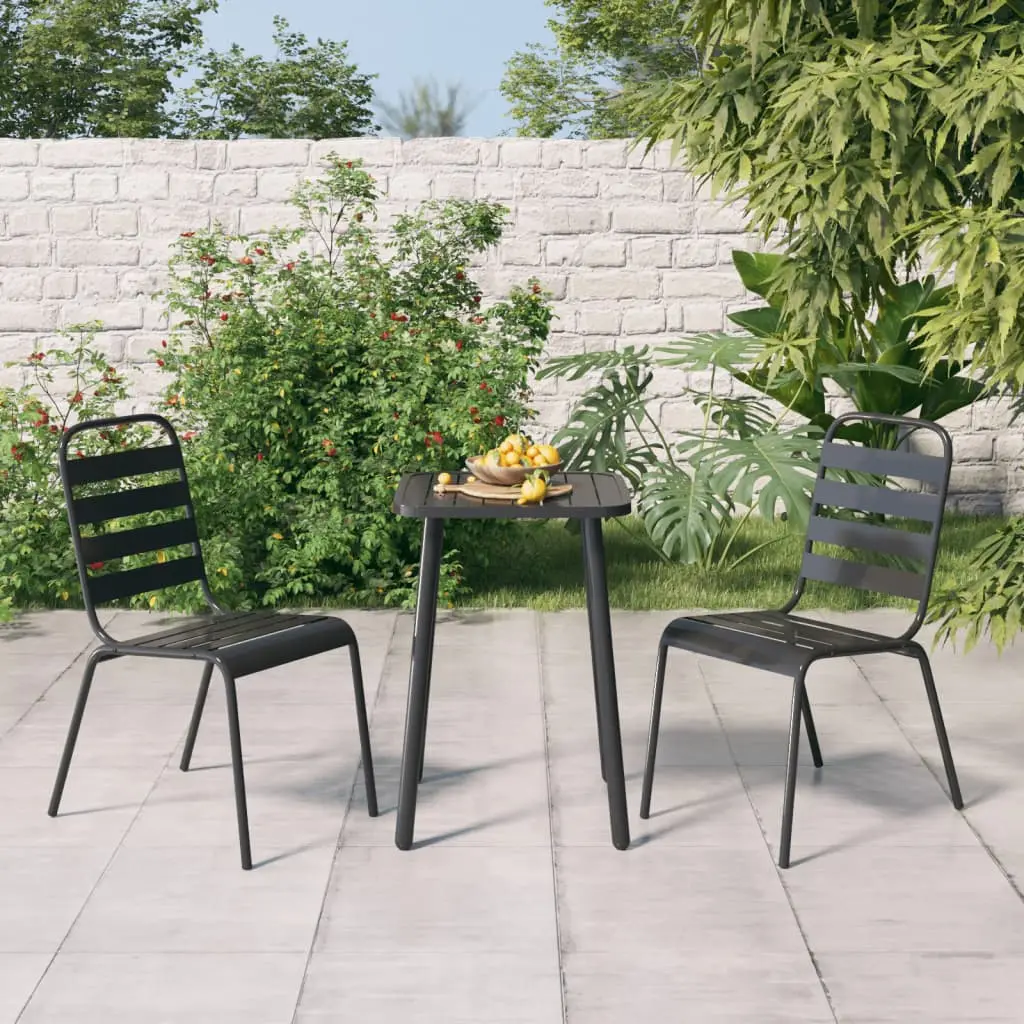 Ensemble à manger de jardin 3 pcs anthracite acier vidaXL 3187985