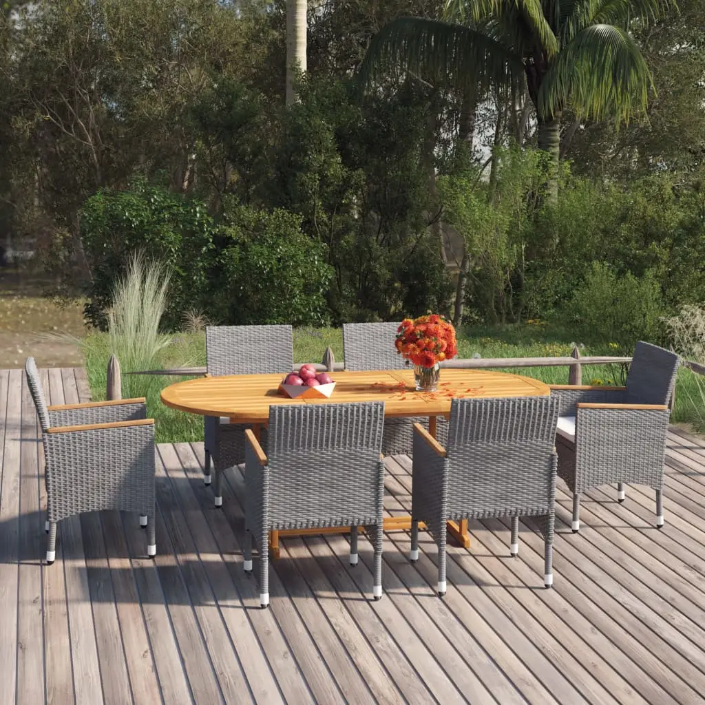 Ensemble à manger de jardin 7 pcs Résine tressée Gris vidaXL 3070756