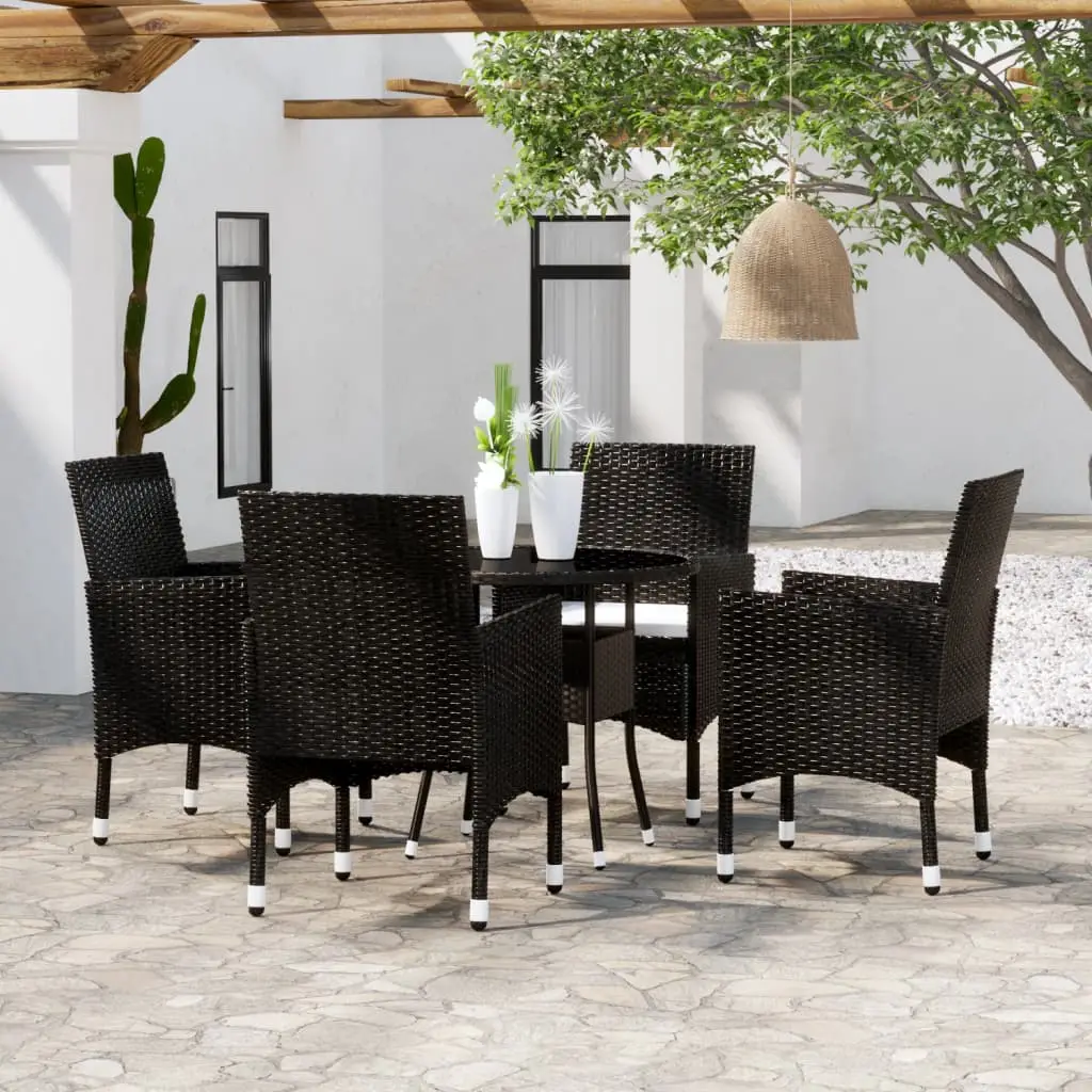 Ensemble à manger de jardin 5 pcs Résine tressée Noir vidaXL 3058488