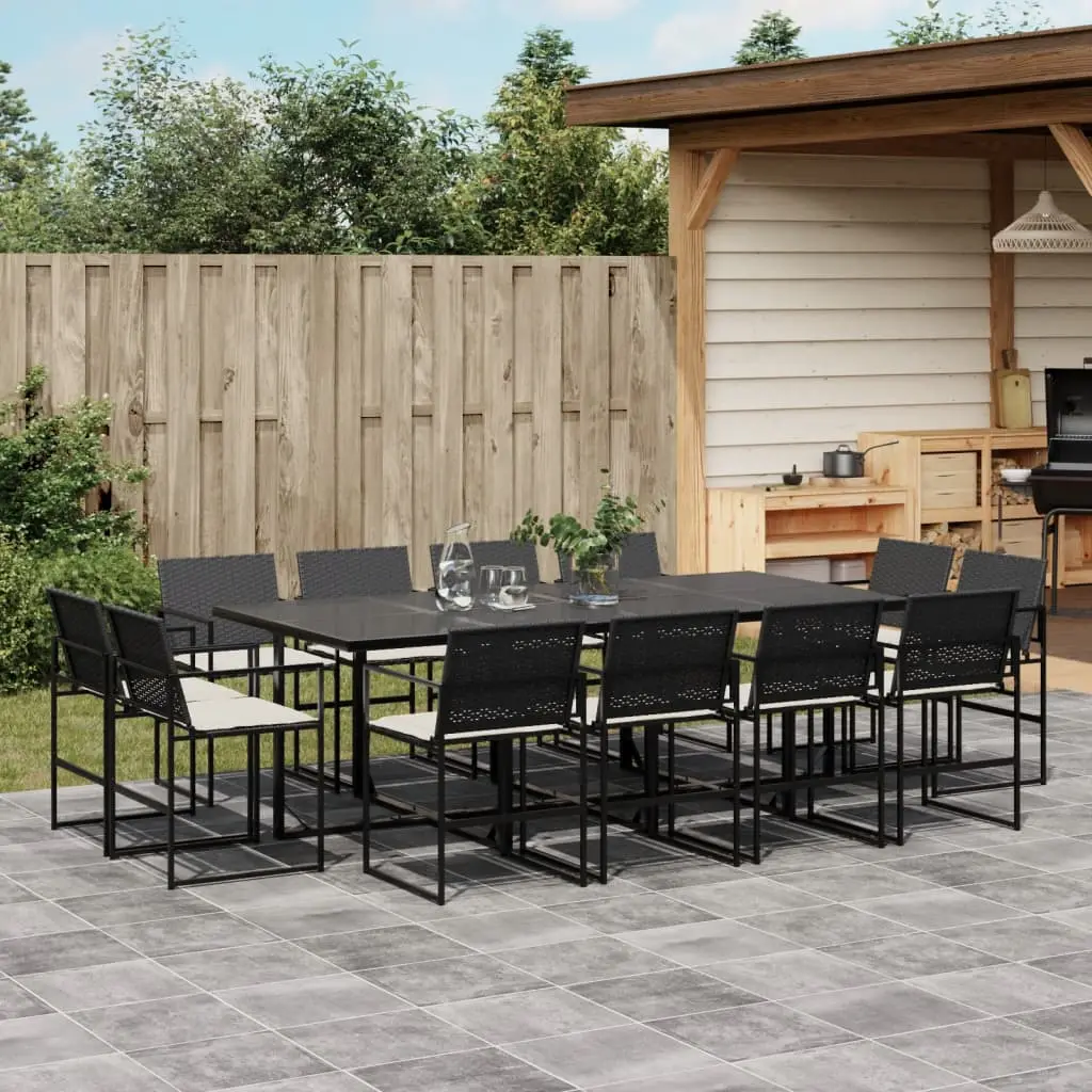 Ensemble à manger de jardin 13 pcs coussins noir résine tressée vidaXL 3295065