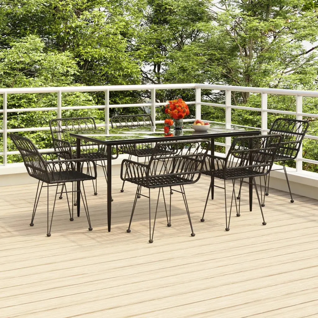 Ensemble à manger de jardin 7 pcs Noir Résine tressée vidaXL 3157856