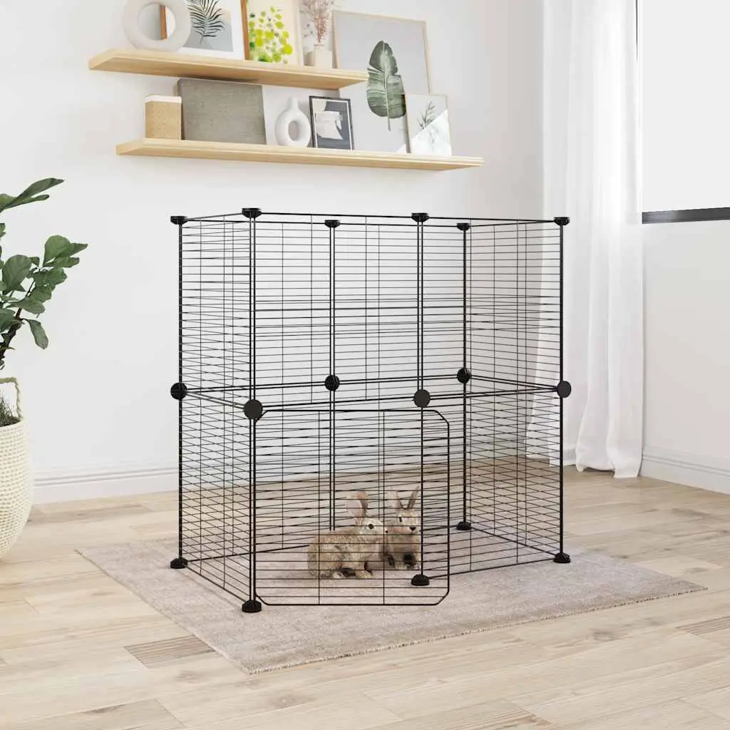Enclos rongeur 12 panneaux acier maillage serré avec porte Noir – ComfortXL Outdoor Living