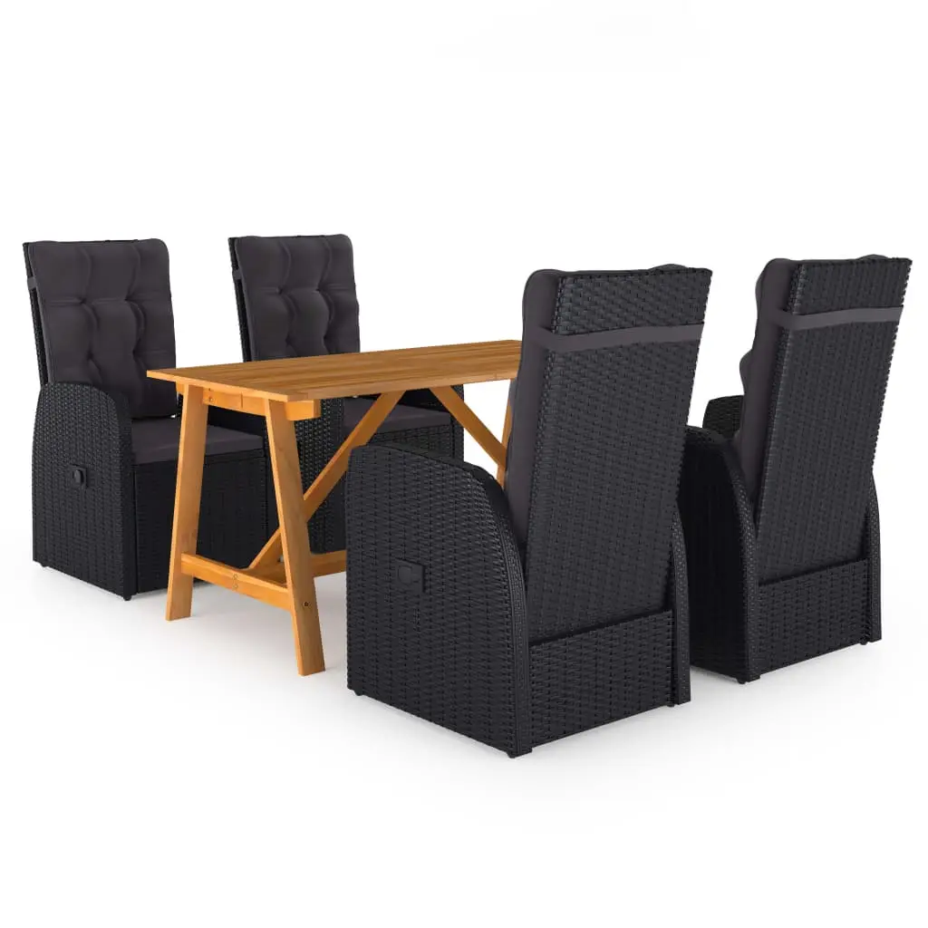 Ensemble à manger de jardin 5 pcs Noir vidaXL 3068766