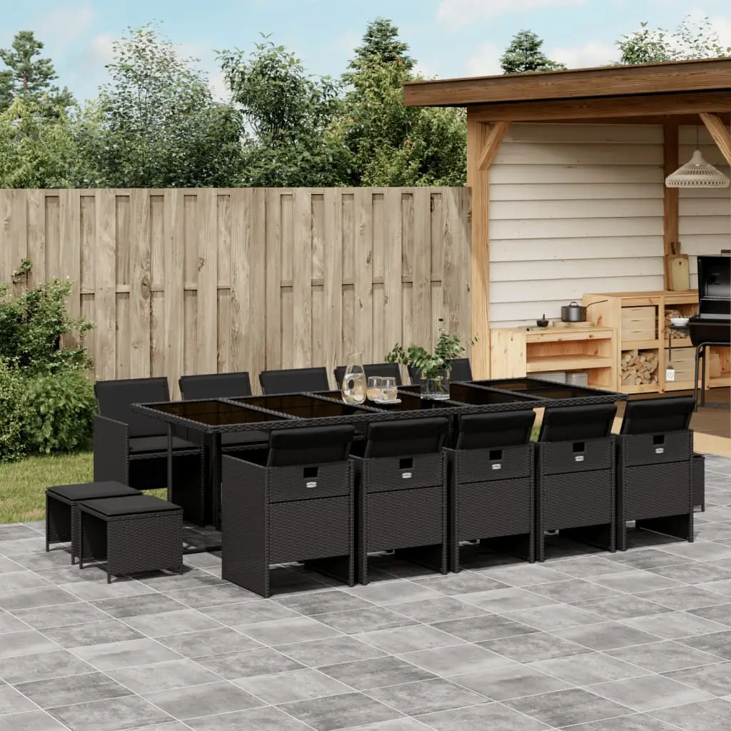 Ensemble à manger de jardin 15 pcs coussins noir résine tressée vidaXL 3277758