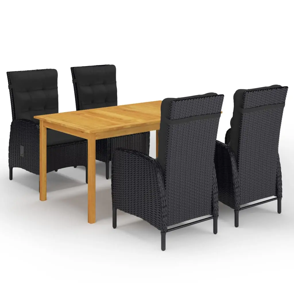 Ensemble à manger de jardin 5 pcs Noir vidaXL 3067774