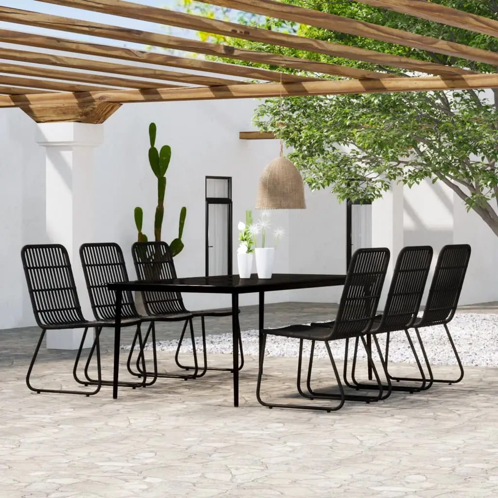 Ensemble à manger de jardin 7 pcs Noir vidaXL 3099183