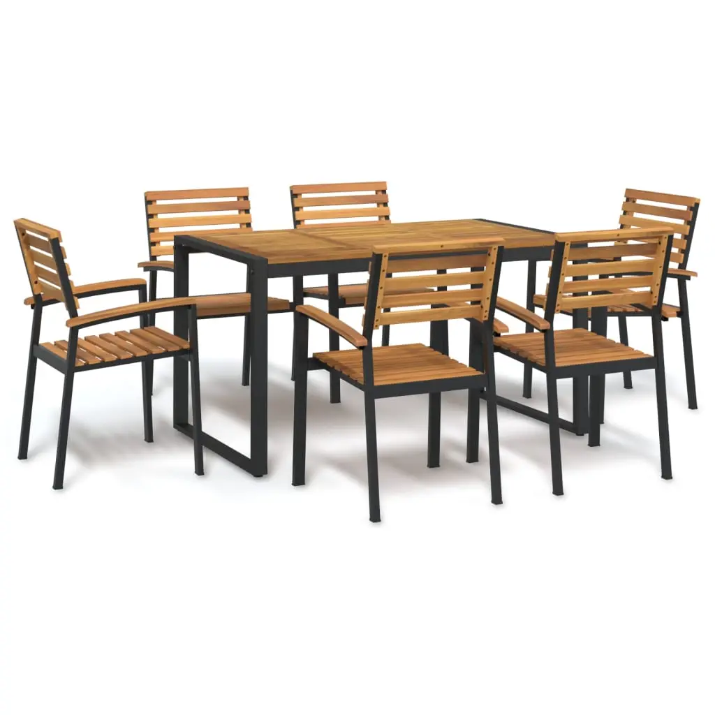 Ensemble à manger de jardin 7 pcs bois d’acacia solide et métal vidaXL 3155407