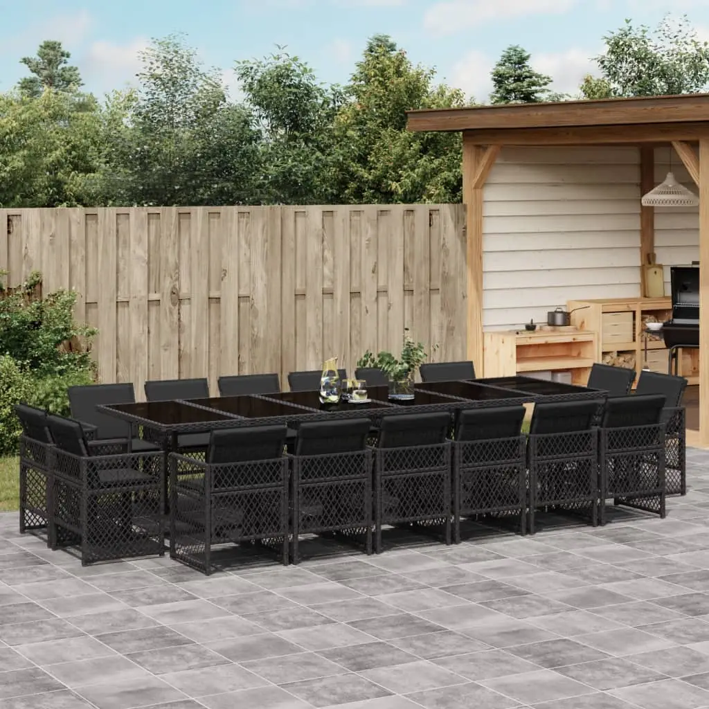 Ensemble à manger de jardin 17 pcs coussins noir résine tressée vidaXL 3210883