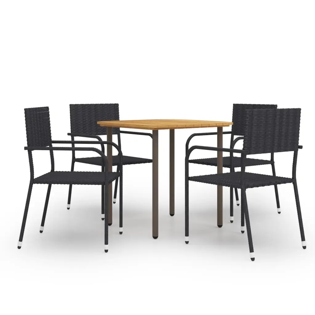 Ensemble à manger de jardin 5 pcs Résine tressée Noir vidaXL 3072489