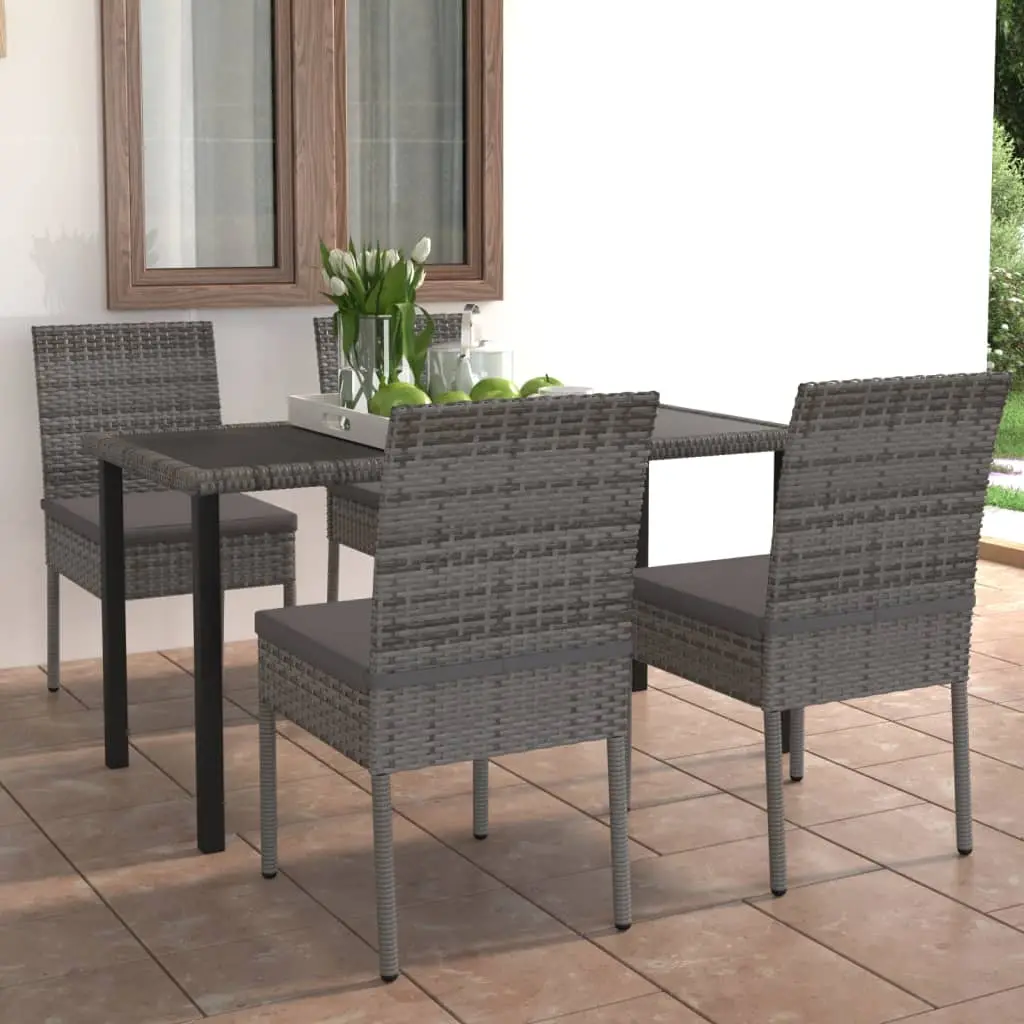 Ensemble à manger de jardin 5 pcs Résine tressée Gris vidaXL 3065701