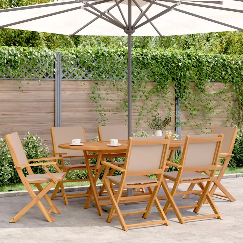 Ensemble à manger de jardin 7 pcs taupe tissu et bois massif vidaXL 3281714