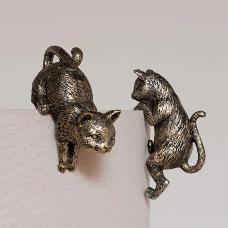 Ensemble 2 suspensions décoratives chats résine 17x11x7cm