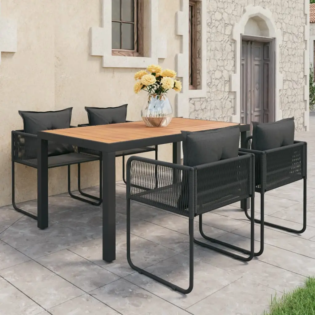 Ensemble à manger de jardin 5pcs PVC résine tressée noir marron vidaXL 3060108