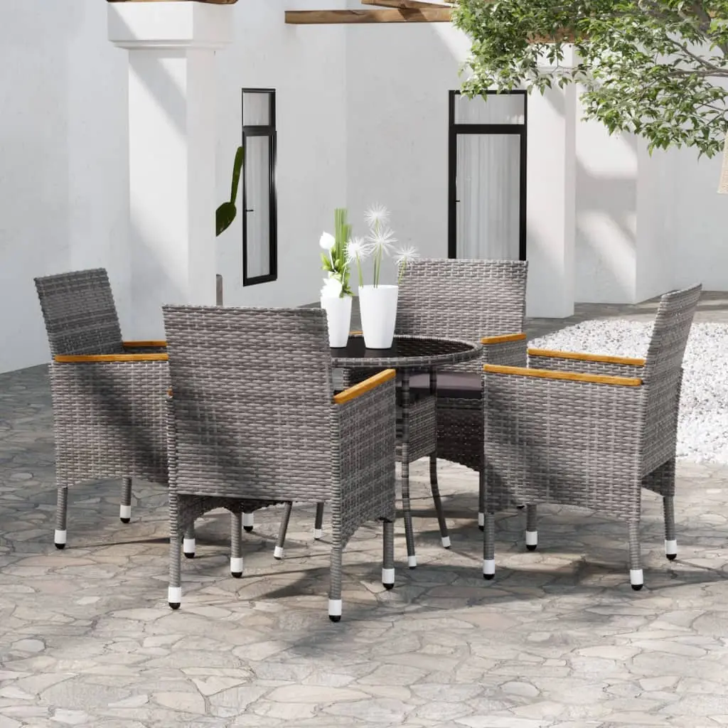 Ensemble à manger de jardin 5 pcs Résine tressée Gris vidaXL 3058495