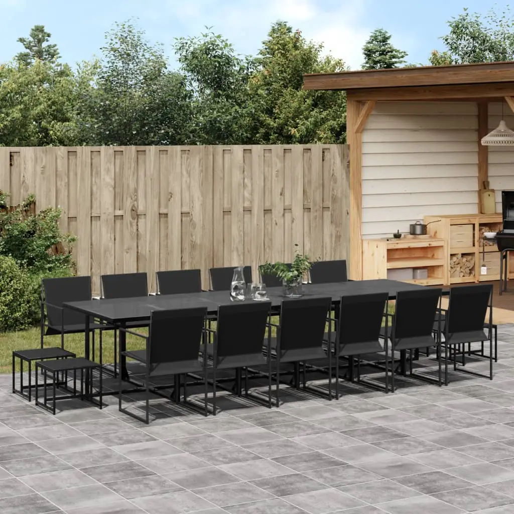 Ensemble à manger de jardin 17 pcs noir textilène vidaXL 3295132