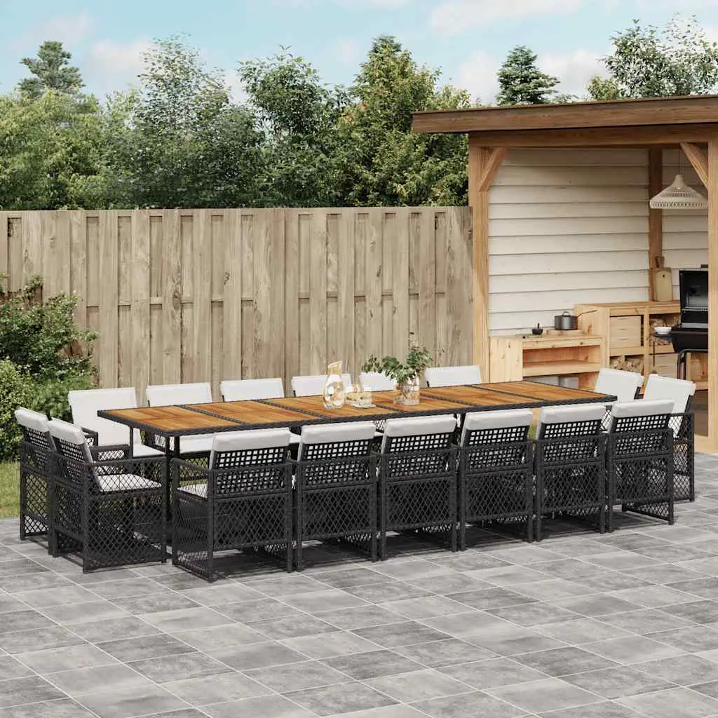 Ensemble à manger de jardin 17 pcs coussins noir résine tressée vidaXL 3210891