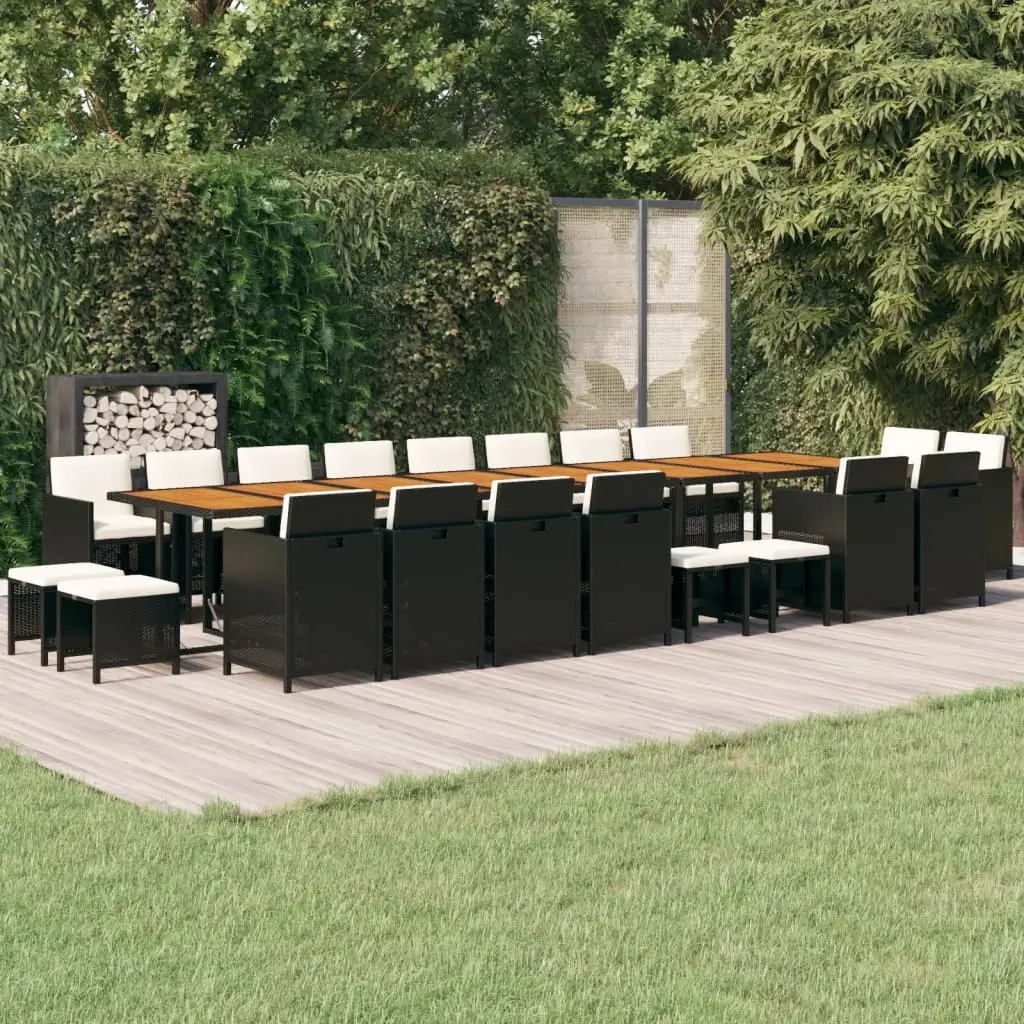 Ensemble à manger de jardin 21pcs coussins noir résine tressée vidaXL 3095684