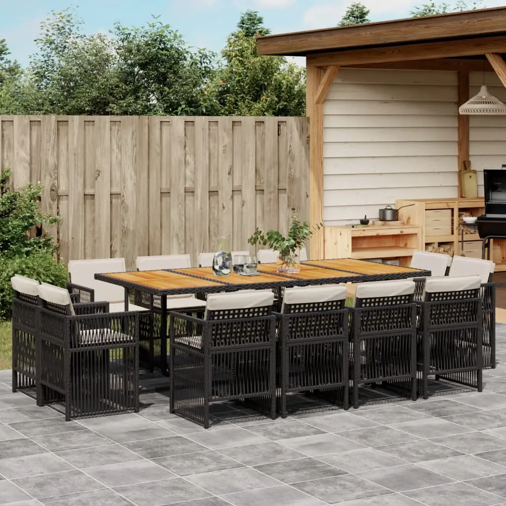 Ensemble à manger de jardin 13 pcs coussins noir résine tressée vidaXL 3211047