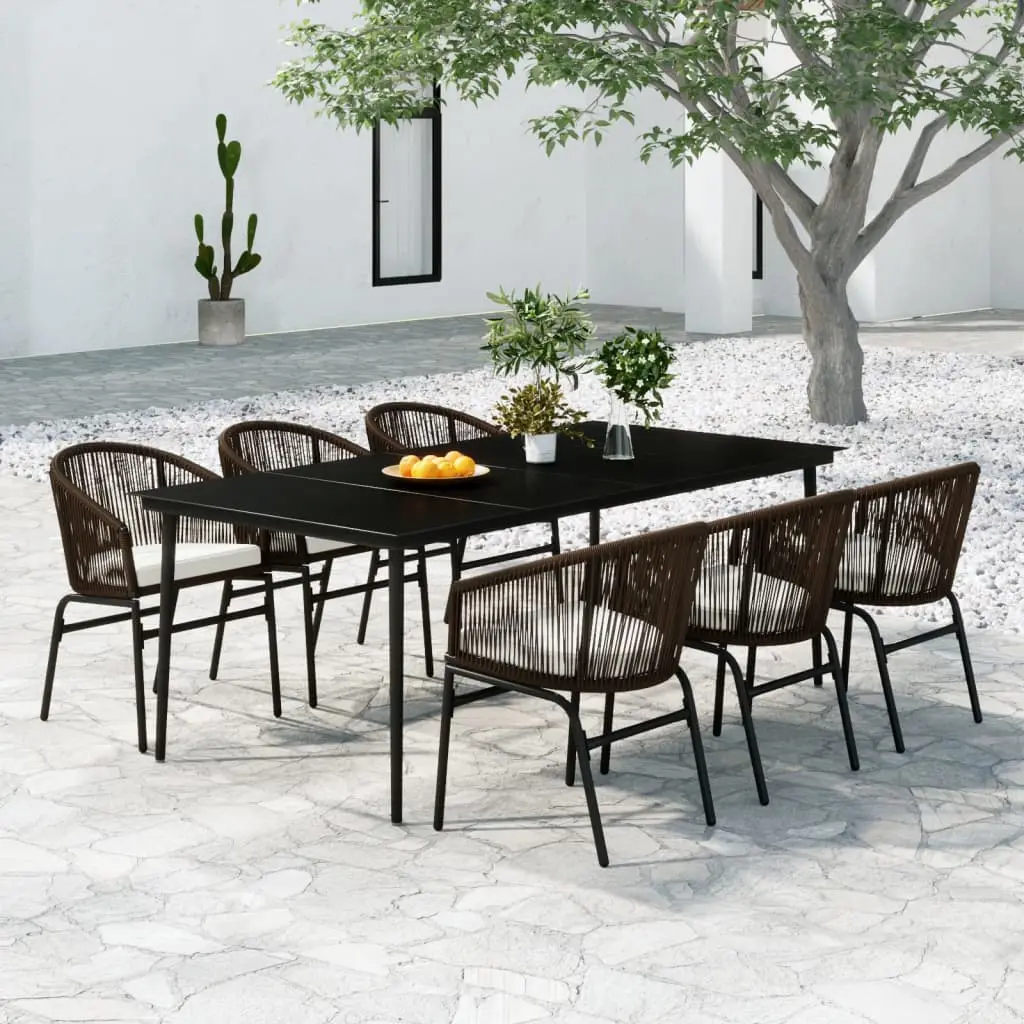 Ensemble à manger de jardin 7 pcs Marron vidaXL 3099249