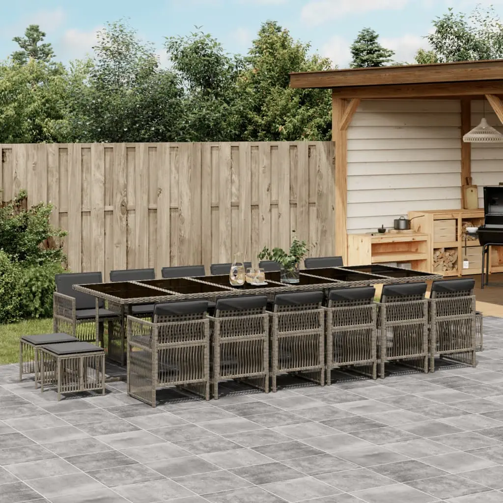 Ensemble à manger de jardin 17 pcs et coussins résine tressée vidaXL 3211004