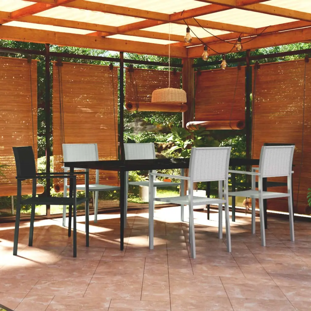Ensemble à manger de jardin 7 pcs Noir et blanc vidaXL 3099279