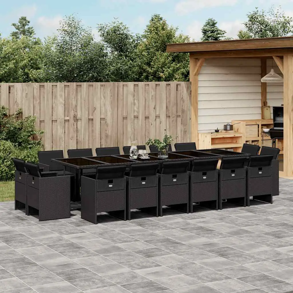 Ensemble à manger de jardin 17 pcs coussins noir résine tressée vidaXL 3277830