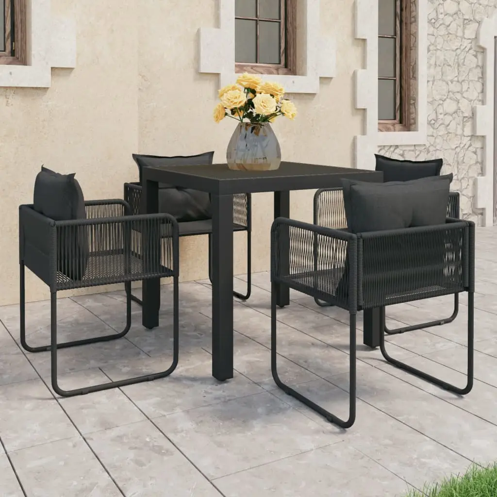 Ensemble à manger de jardin 5 pcs PVC résine tressée noir vidaXL 3060101