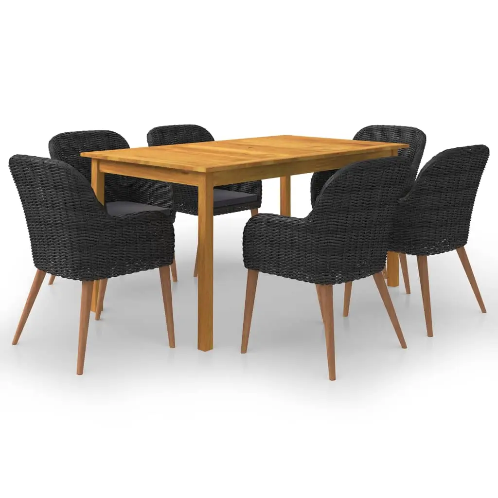 Ensemble à manger de jardin 7 pcs Noir vidaXL 3067826