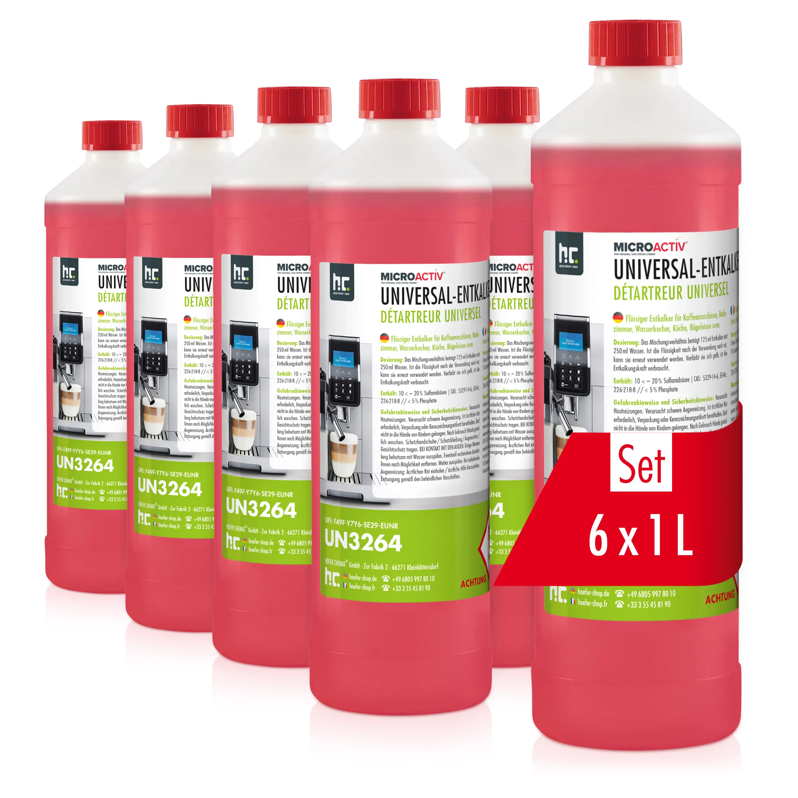 Détartrant universel Microactiv® avec indicateur de couleur en bouteille de 1 L x 6