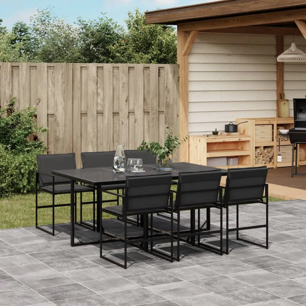 Ensemble à manger de jardin 7 pcs avec coussins noir textilène vidaXL 3295074