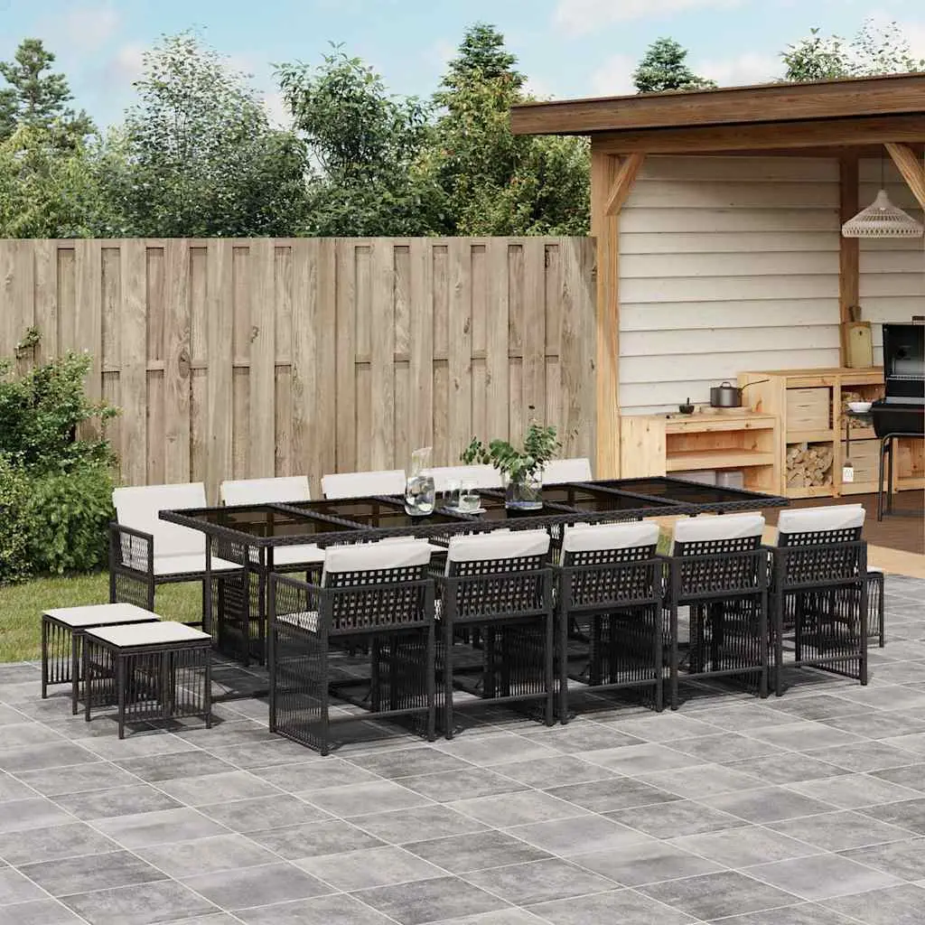 Ensemble à manger de jardin 15 pcs coussins noir résine tressée vidaXL 3211710
