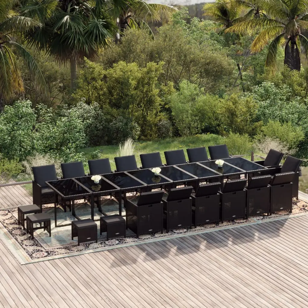 Ensemble à manger de jardin 21pcs coussins noir résine tressée vidaXL 3095670