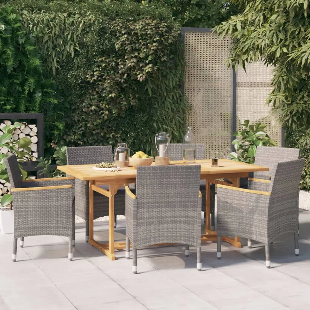 Ensemble à manger de jardin 7 pcs avec coussins Gris vidaXL 3103585