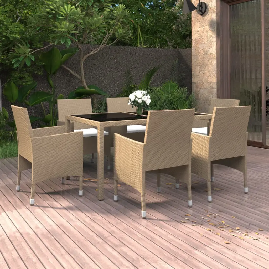 Ensemble à Manger de jardin 7pcs Résine tressée et verre trempé vidaXL 3058430