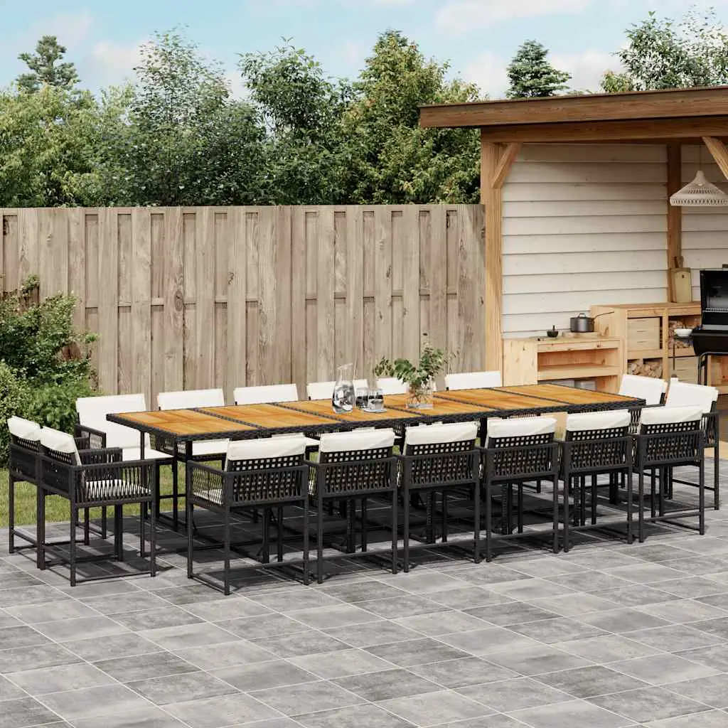 Ensemble à manger de jardin 17 pcs coussins noir résine tressée vidaXL 3211611