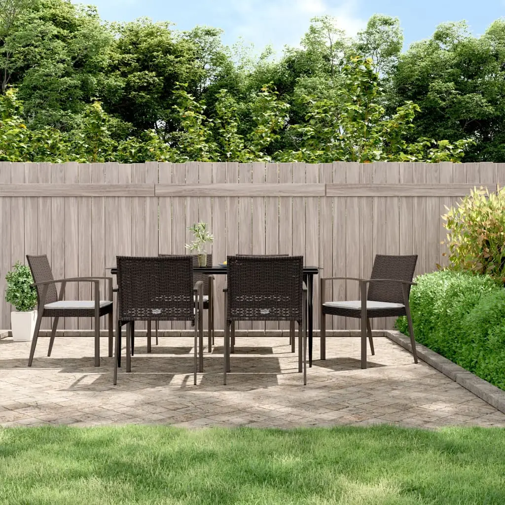 Ensemble à manger de jardin 7 pcs coussins résine tressée acier vidaXL 3186978