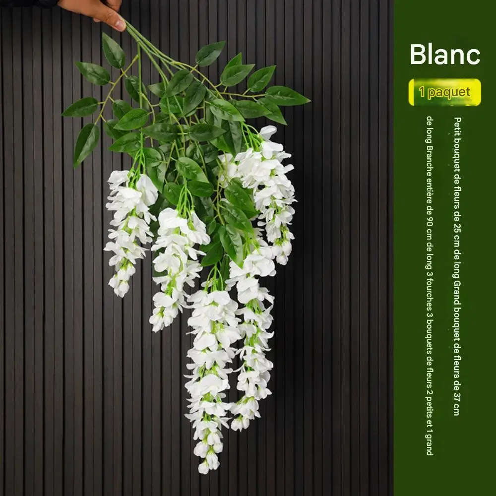 Décoration Plafond Glycine et Cassia Artificielles Blanc – Lot de 2 – Fleurs Réalistes Sans Entretien – Lytech