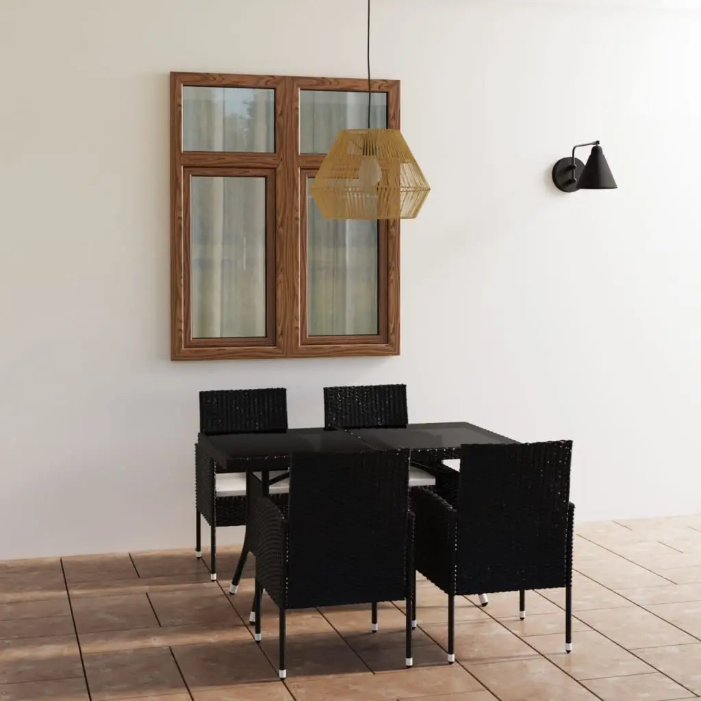 Ensemble à manger de jardin 5 pcs Résine tressée Noir vidaXL 3059416