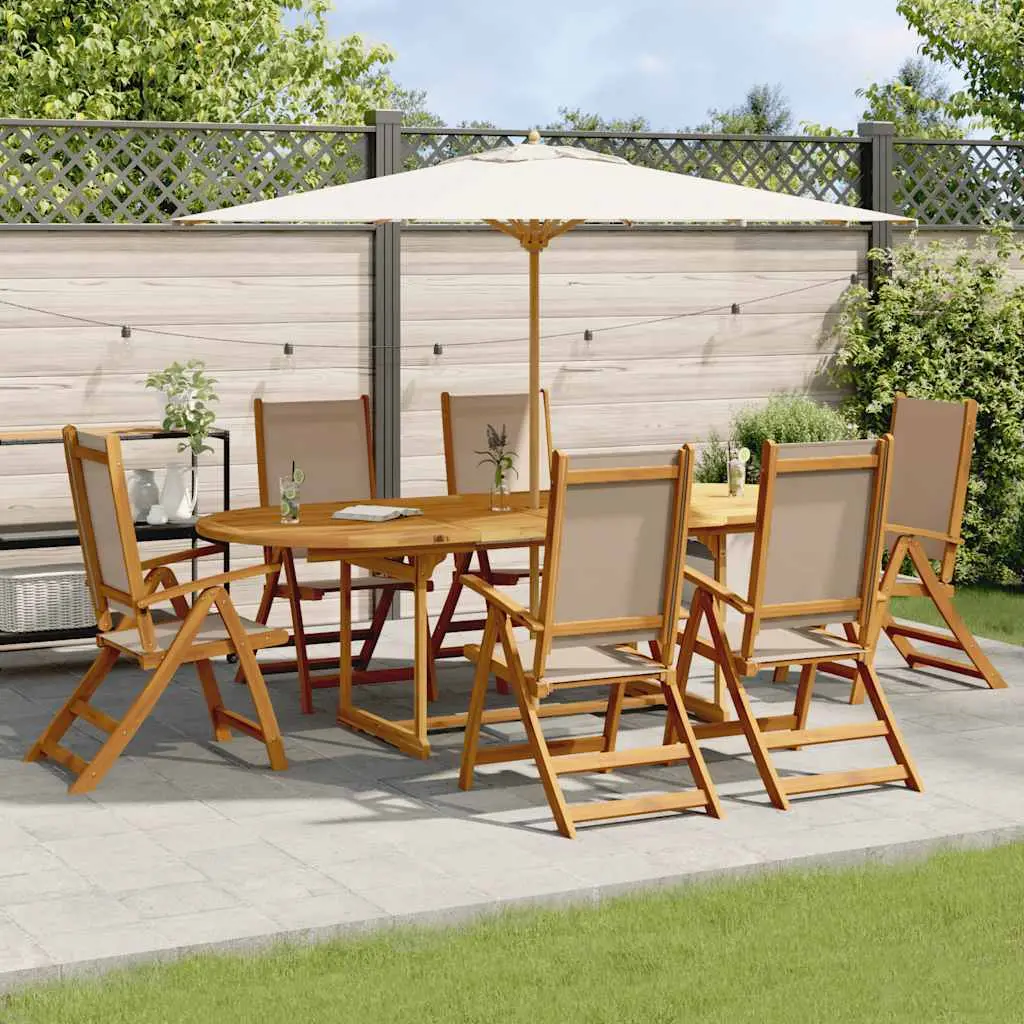 Ensemble à Manger de jardin 7pcs bois d’acacia solide textilène vidaXL 3279318