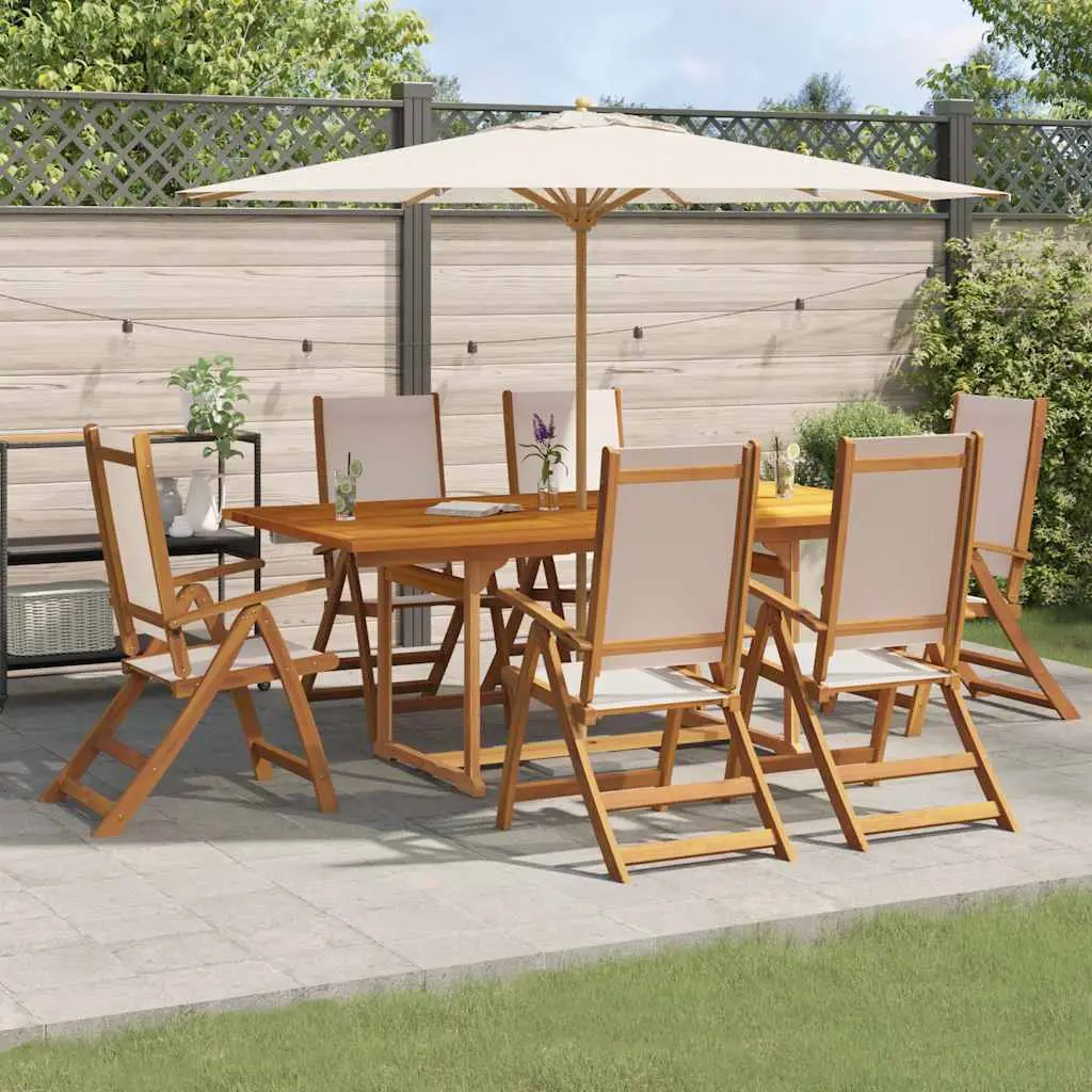 Ensemble à Manger de jardin 7pcs bois d’acacia solide textilène vidaXL 3279275