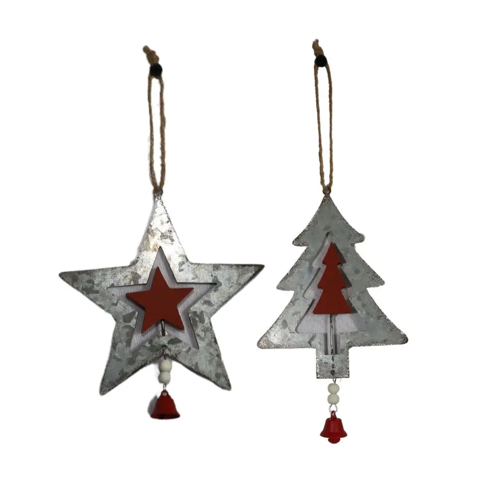 ~Décoration de sapin de Noël guirlande de Noël zinc gris 10x17cm Chemin de campagne