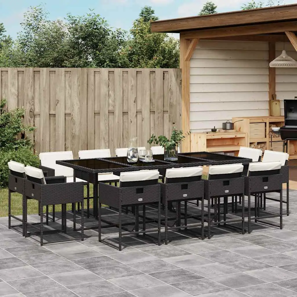 Ensemble à manger de jardin 13 pcs coussins noir résine tressée vidaXL 3211398
