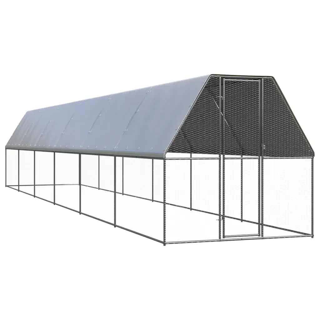 Enclos poulailler extérieur 2x12x2 m acier galvanisé avec bâche de toit – ComfortXL Outdoor Living