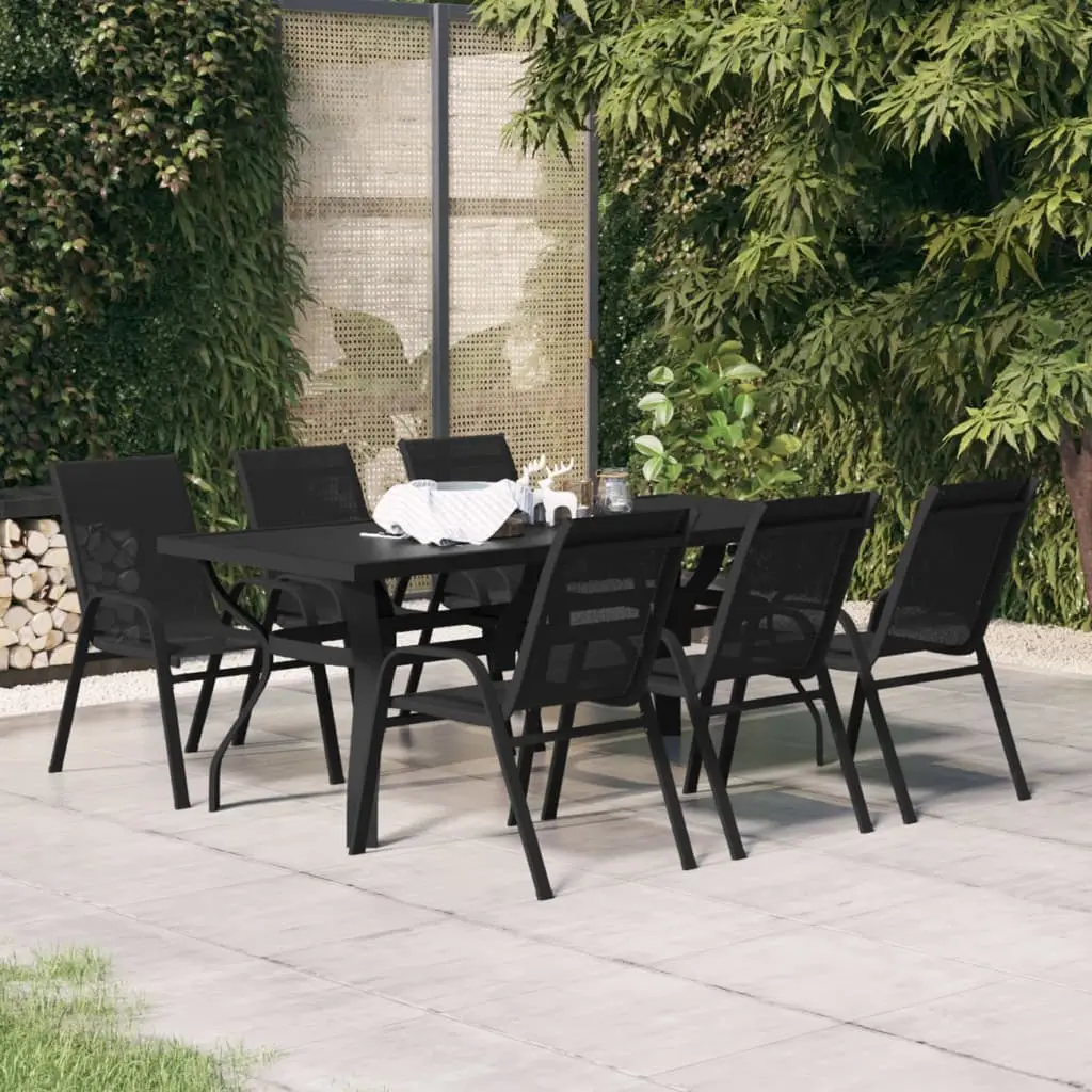 Ensemble à manger de jardin 7 pcs Noir vidaXL 3095986